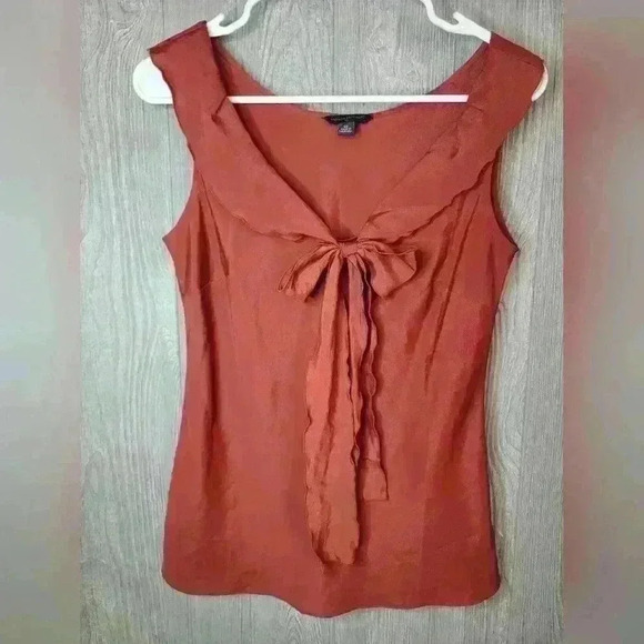 Banana Republic burnt orange tank top blouse with tie in front. Size XS - Picture 1 of 4